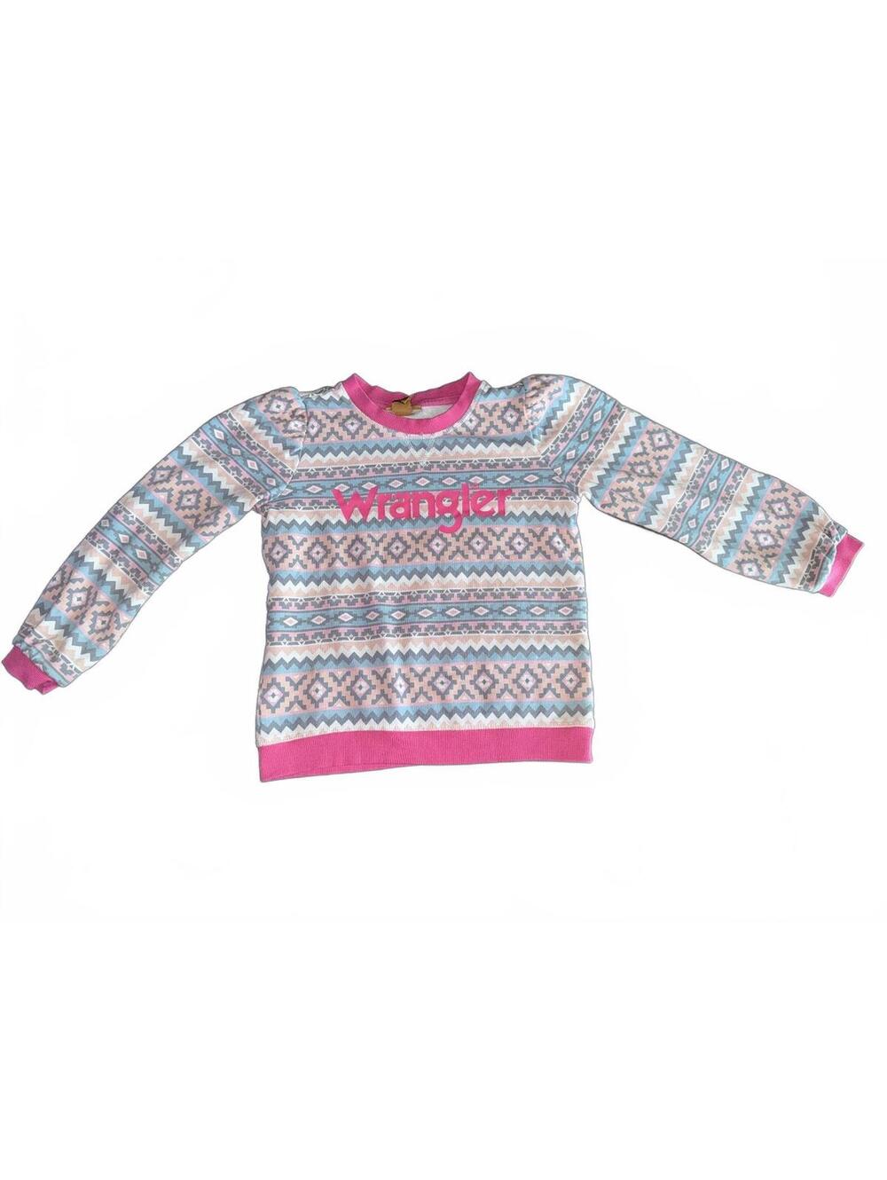 Wrangler Girls Medium Pink Patterned Pullover Sweatshirt